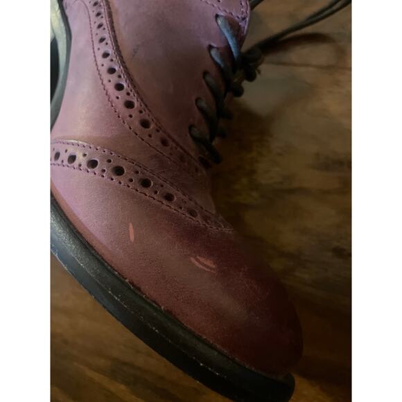 FRYE Maggie Perf Winttip Oxfords ACADEMIA WITCHY Chunky Block Heel Shoes Red 6.5 - Picture 8 of 10